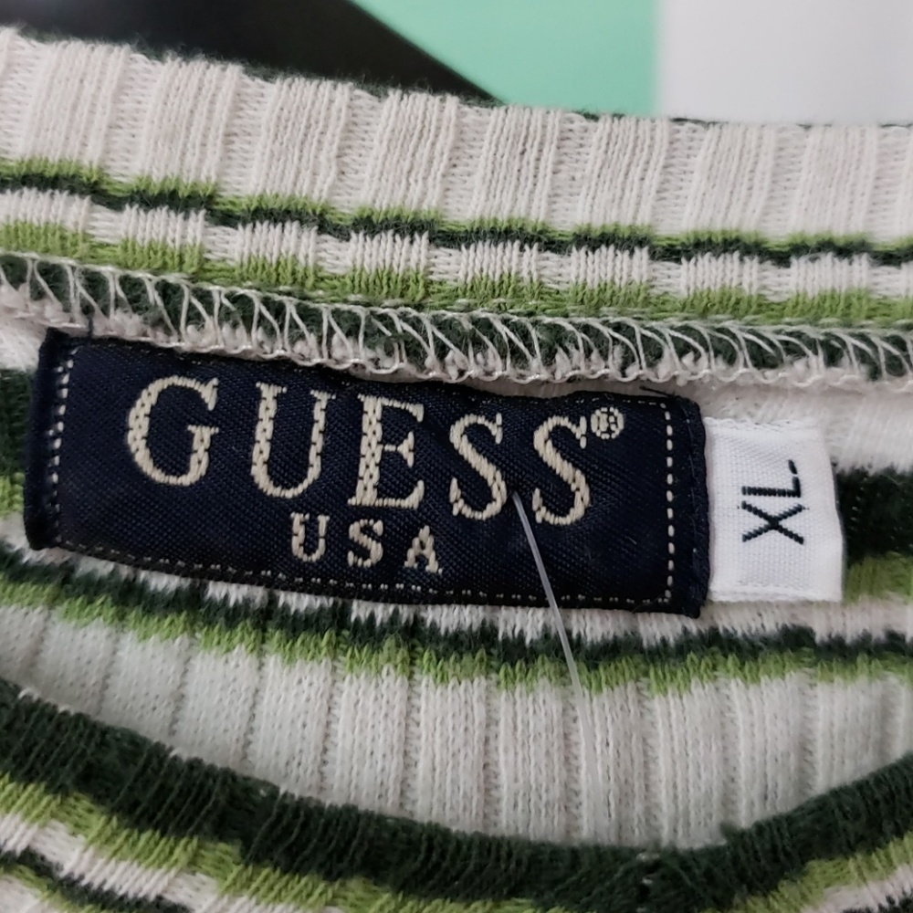 Guess extra large green and cream striped top - Picture 3 of 5